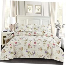 Country Floral Quilts Bedspreads Size, 3Pcs Lightweight Spring Full/Queen Red