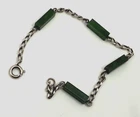 Vintage Bracelet Sterling Silver Green Onyx Jade Style Panel Chain 1930'