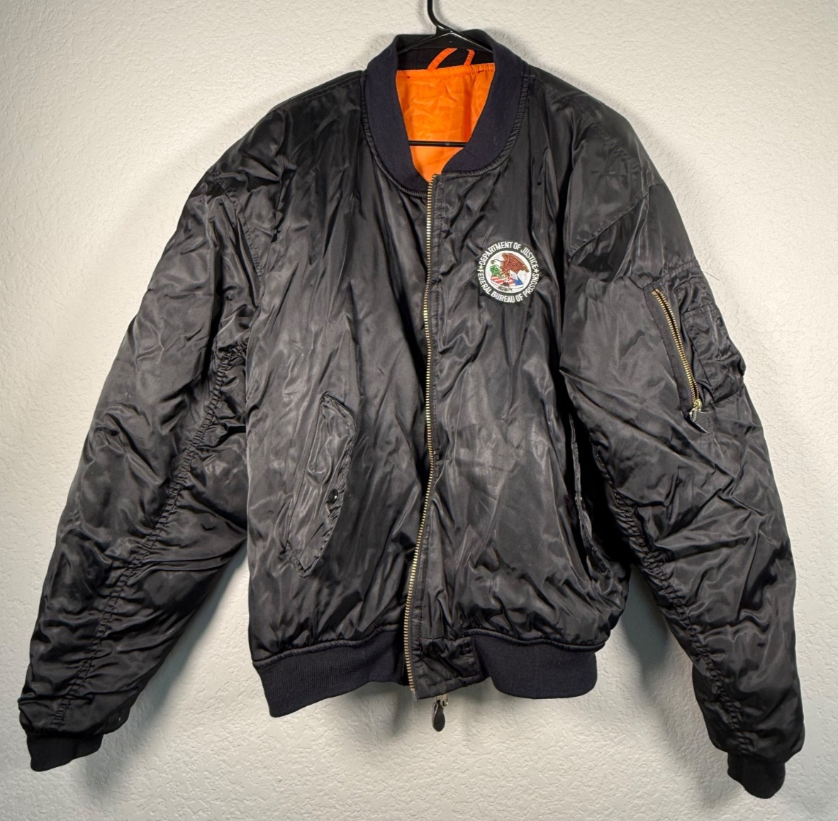 DOJ Patch MA-1 Intermediate Flyer's Bomber Flight Jacket Size XXL