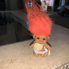 Russ Troll Doll 2  Orange Hair Brown Eyes Standing Toddler Baby  Bib Diaper