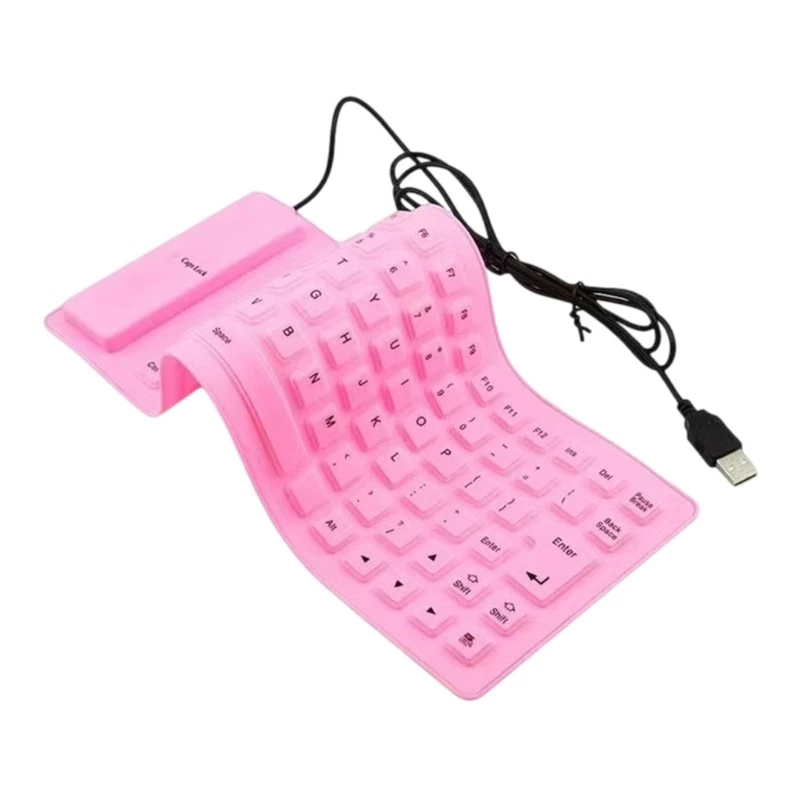 Flexible USB Wireds Keyboards 85Keys Silents Soft Silicone Rolls Up for Notebook - Image 3 of 4