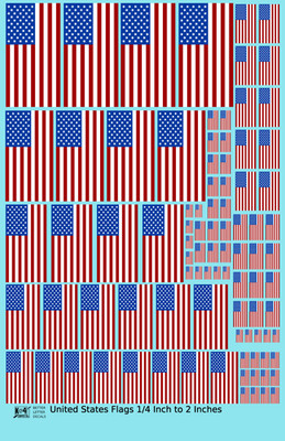 K4 All Scales Scale Decals 50 Star United States US Flag REVERSED Red White Blue