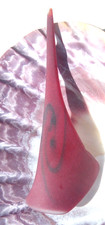 Sea Glass, Very Large Designer Glass Red with Black Swirls and a White Back