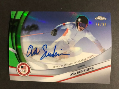 2026 Topps Olympics Chrome AVA SUNSHINE Auto Green #76/99 Refractor USA Ski Star