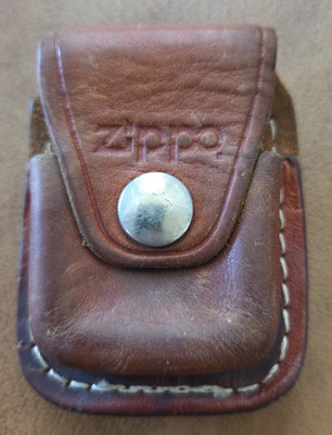 Vintage Zippo LPCB, Lighter Brown Leather Pouch w/ Belt Clip