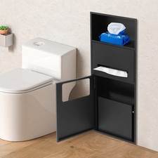 Shower Bathroom Trash Can In-wall Trash Bin Cabinet Toilet Storage Cabinet Black