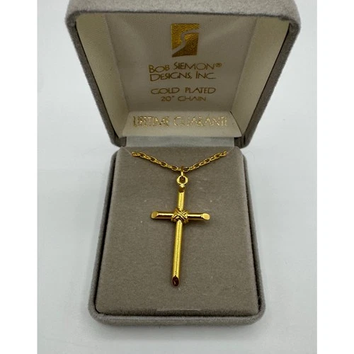 Bob Siemon Gold Plated Cross 20" Chain Necklace