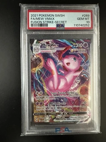 2021 POKEMON SWORD & SHIELD FUSION STRIKE SECRET #269 FULL ART MEW VMAX PSA 10