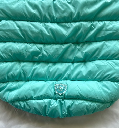 Sydney & Company London Reversible Puffer Vest Dog Jacket Large Aqua/Gray NWT - Picture 2 of 8