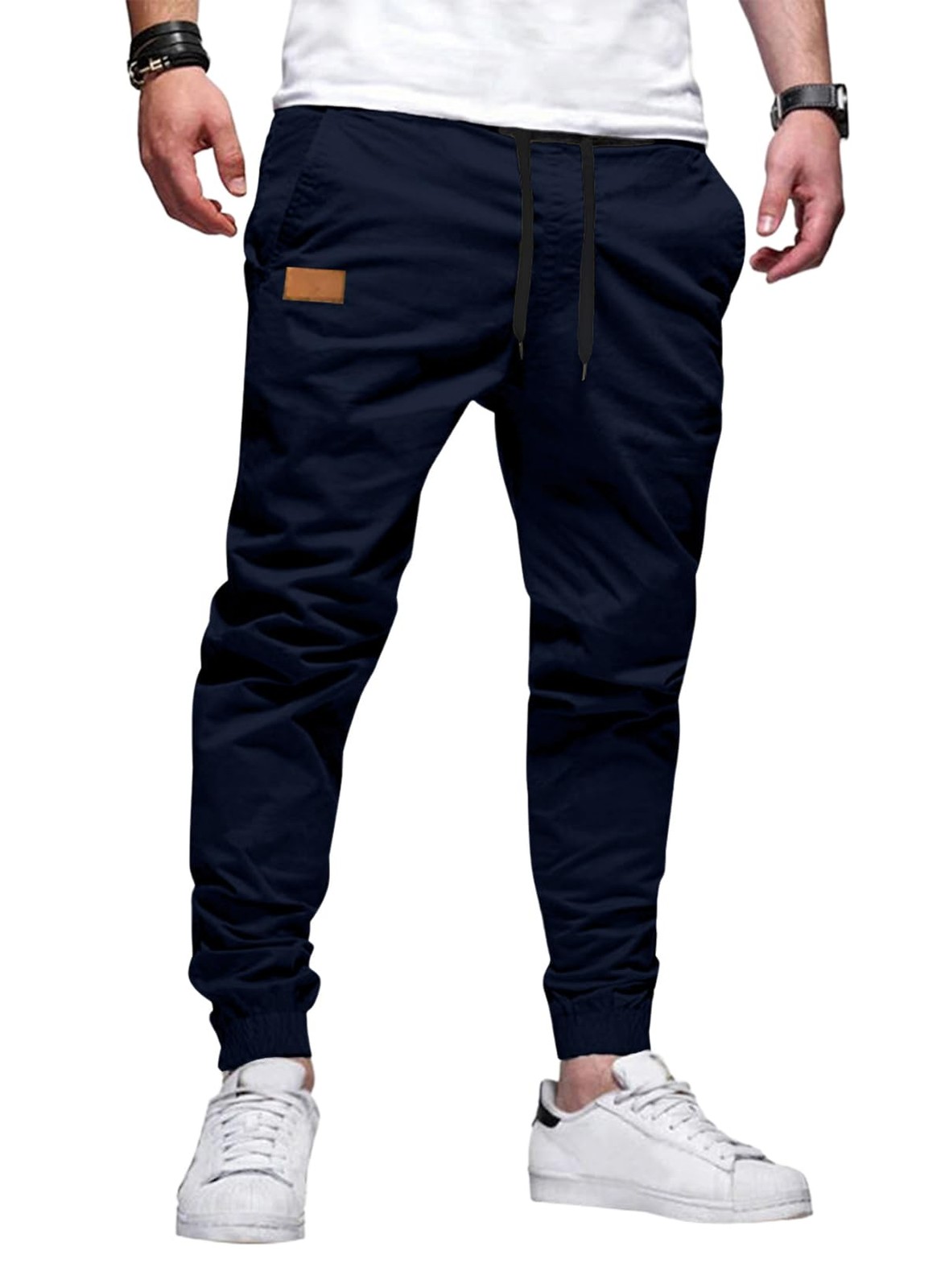 Mens Casual Joggers Pants - Cotton Drawstring Chino Cargo Pants Twill Track J...