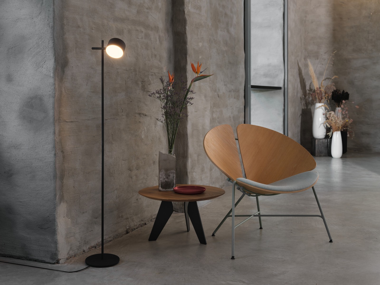 OSRAM Lampada da terra DECOR Kyoto LED 12W 3000K 350lm Nero, Alluminio, Touch-D foto 6
