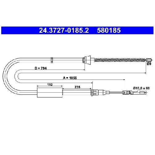 Handbremsseil Hinten Links FüR Audi A2 8Z 1.2 1.4 00 Bis 05 ATE Neu AUA-image
