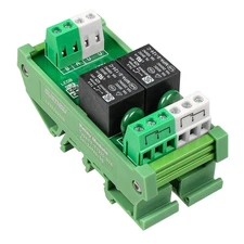 2-Channel 1-SPDT Relay Module Board DIN Rail Mount 24V DC/AC Interface