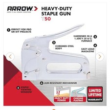 ARROW Heavy Duty Flat STAPLE GUN Stapler Fastener Multi Use Home  Pro T50