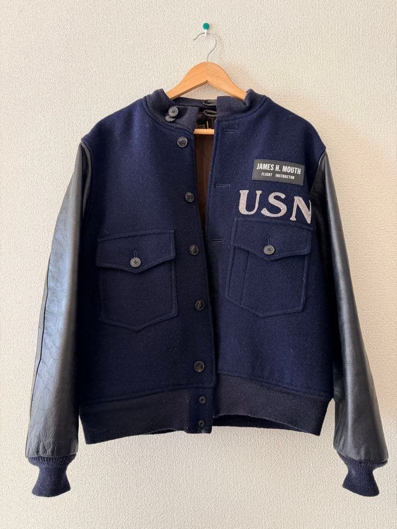 Buzz Rickson's Varsity Jacket USN Embroidered Woo… - image 1