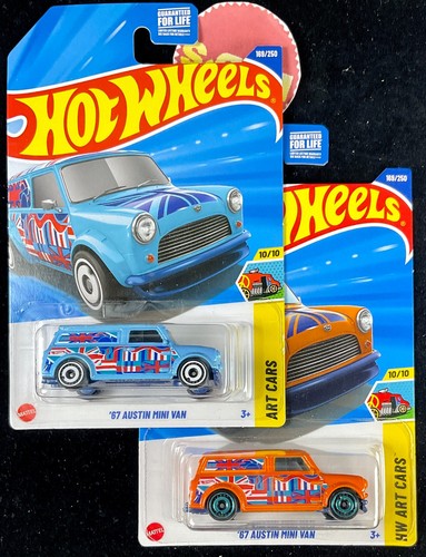 2025 Hot Wheels Orange & Blue 67 Austin Mini Cooper ART CARS #169 UK Union Jack - Picture 2 of 11