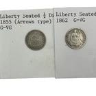 1862 & 1855 Liberty Seated 1/2 Dimes "Pre Civil War & Civil War Years"
