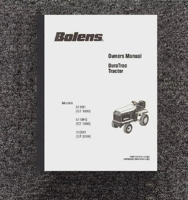 GT1800 GT2000 DURATRAC Gas & Diesel TRACTOR Owner's Manual Fits Bolens 5118H-S