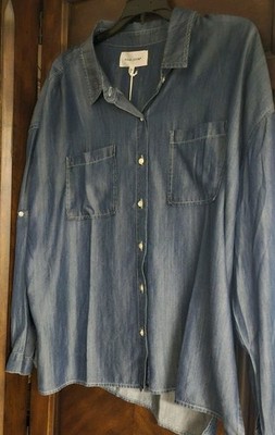 Dear John Denim Women's Blue Tencel  Shirt - XS  Oversize Cute!!