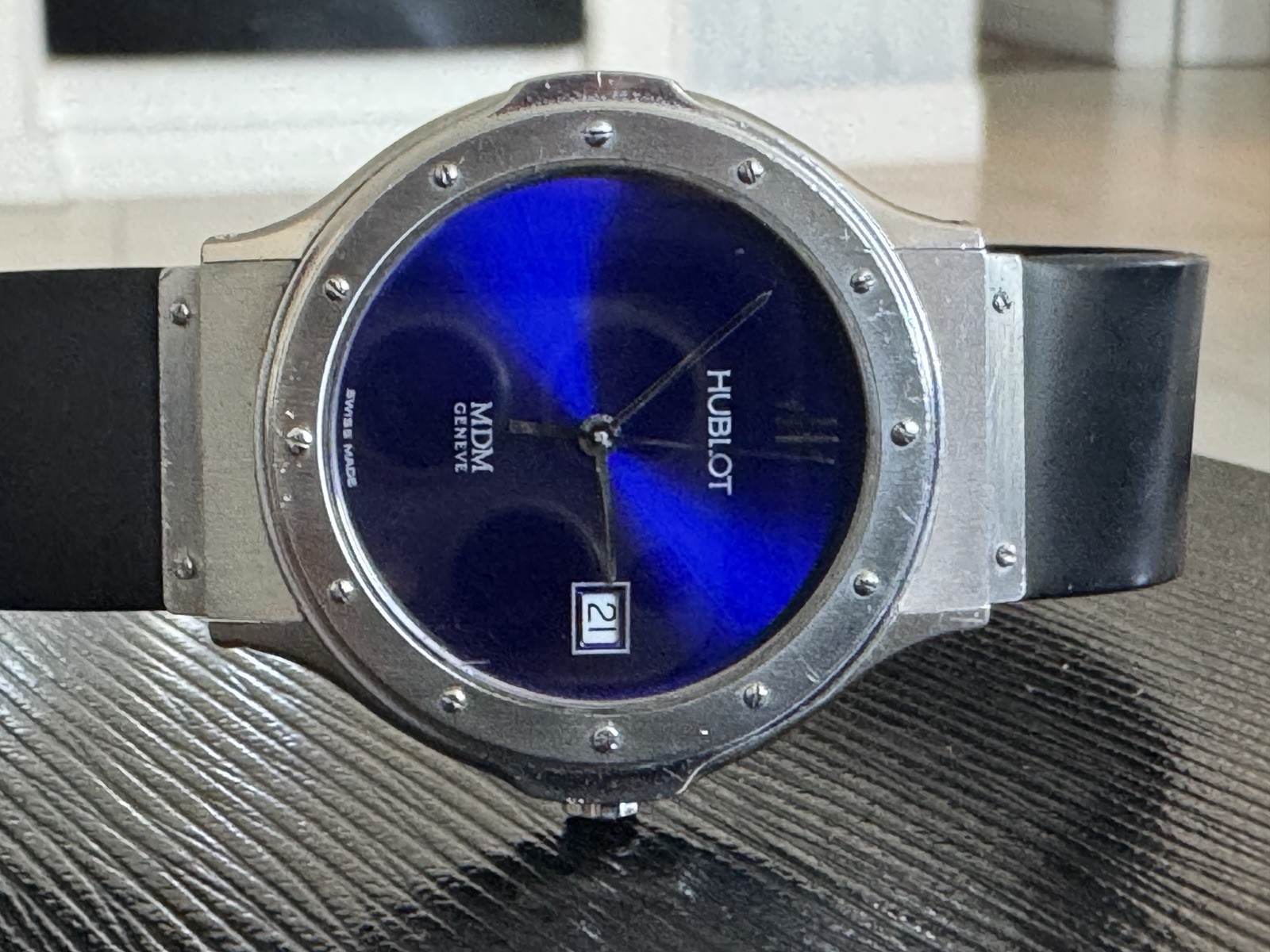 Hublot MDM Geneve Quartz BLUE DIAL  36mm Ref. 1523.1 Original box open Warranty