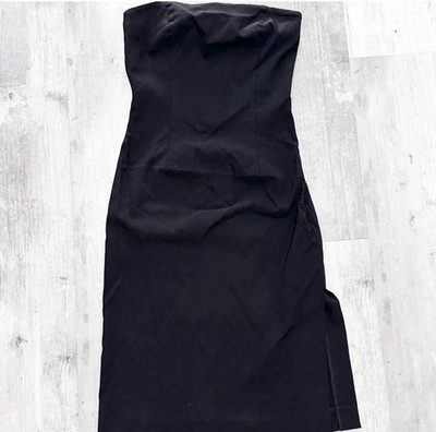 Vintage Y2K Esprit Black Strapless Bodycon Slit Dress Women s Size 3/4