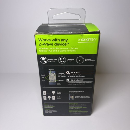 Enbrighten ZW4009 In-Wall Z-Wave Plus Smart Switch SimpleWire Light Almond - Picture 2 of 5