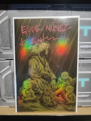 Double Signed Eddie Nunez, Kevin Eastman AP1 Of 1 Gold Foil TMNT Comic W/ COA