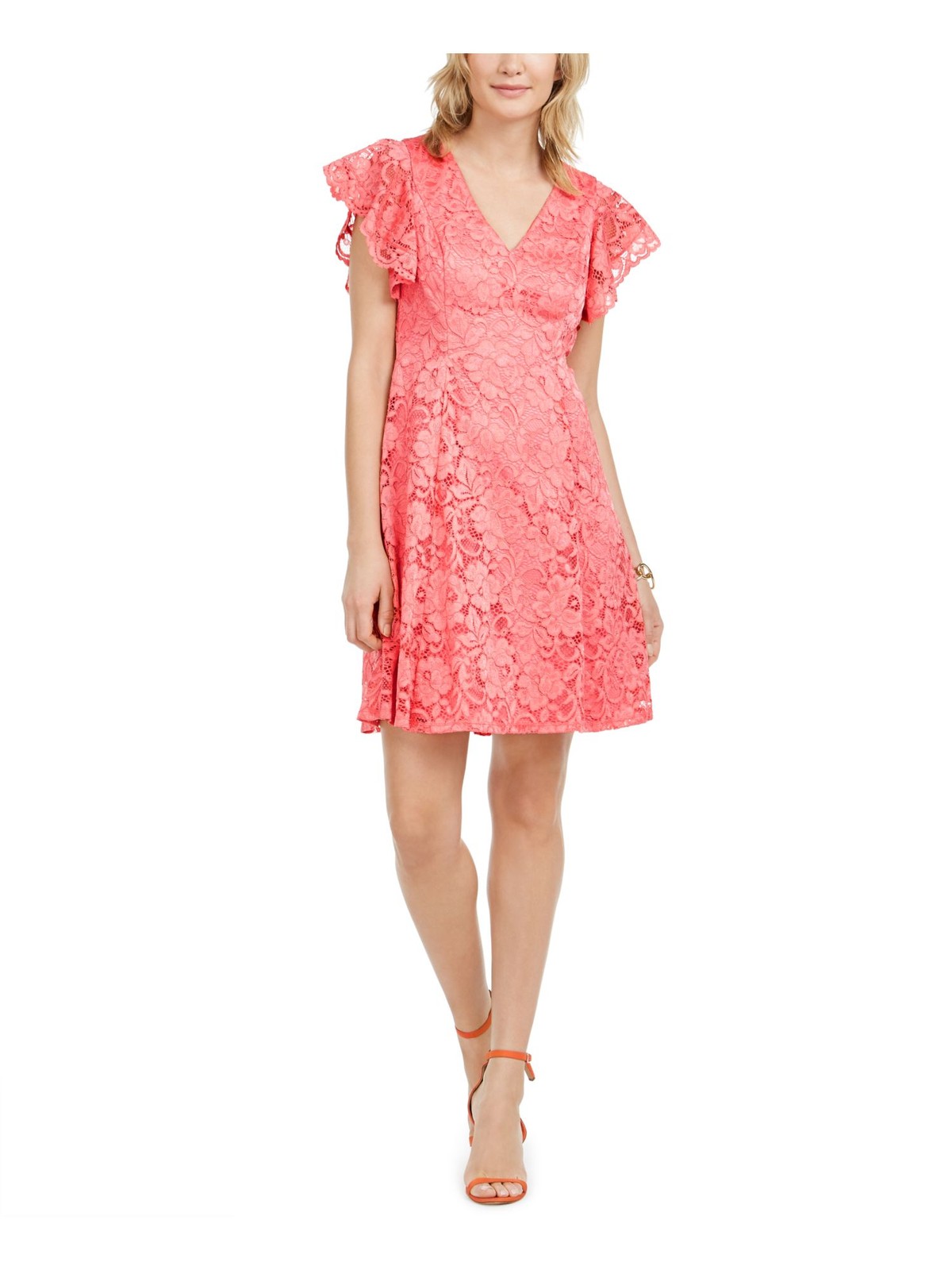 JESSICA HOWARD Womens Coral Cap Sleeve Above The Knee Fit + Flare Dress 6