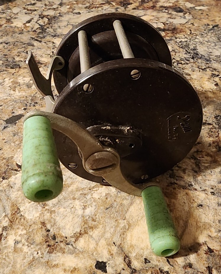 Penn No. 77 Fishing Reel Green Handle Vintage Good Clicker! | eBay