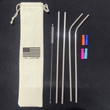 Stainless Steel Drinking Straws W/tips - Set of 4