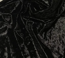 Black - Stretch Polyester Crushed Velvet Fabric
