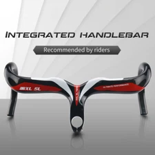 Carbon Road Bike Drop Bar Bicycle Integrated Handlebars and Stem 3K Glossy