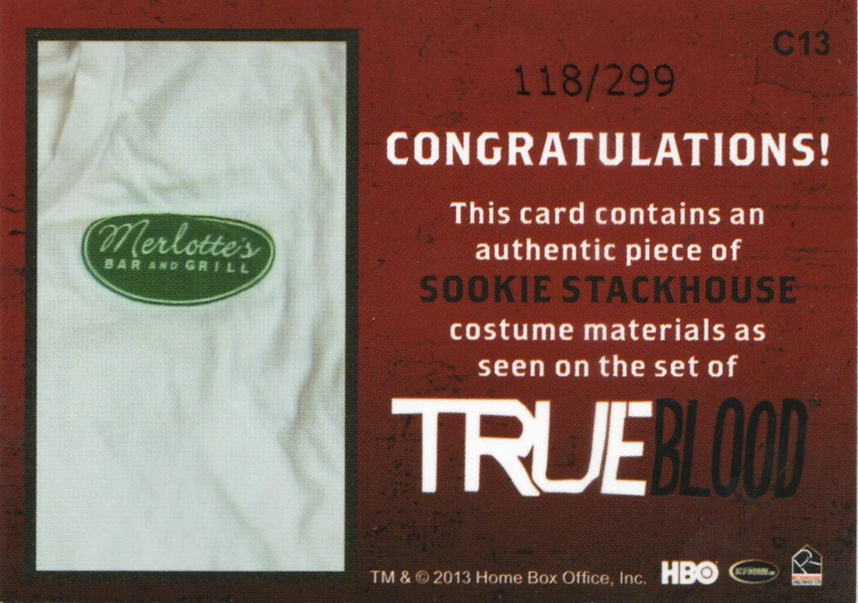 Fantasia True Blood Archives relíquia C13 Sookie Stackhouse Anna Paquin #118/299 - Imagem 2 de 2