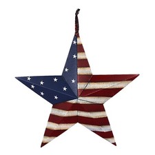 Metal Rustic Patriotic American Flag Barn 3D Star Memorial Day July 4th Decor