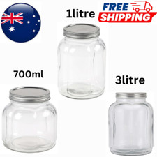 Glass Preserving Jars Fluted With Lid Canning Bottles Storage Food Containers