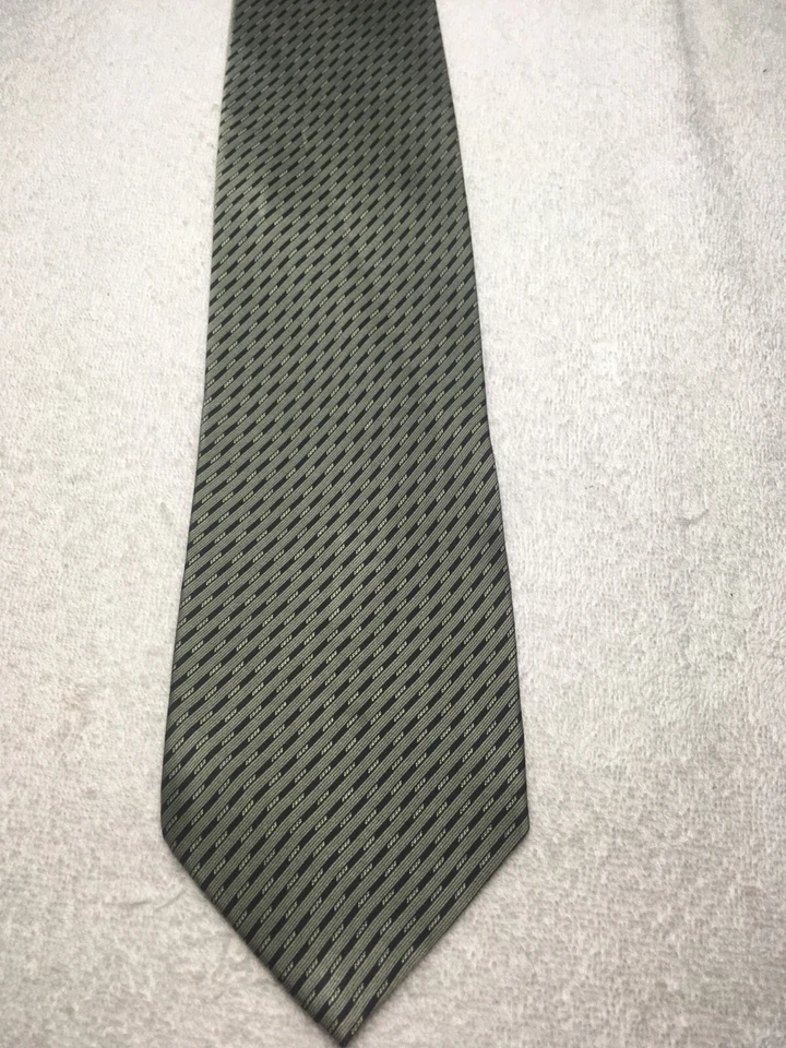 BERGAMO NEW YORK MENS TIE GREEN WITH BLACK 4 X 60 - Image 2 of 4