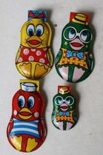 Duck Tin Toy Lithographed Colorful Clicker Noise Maker Lot of 4 Ducks VTG Toys