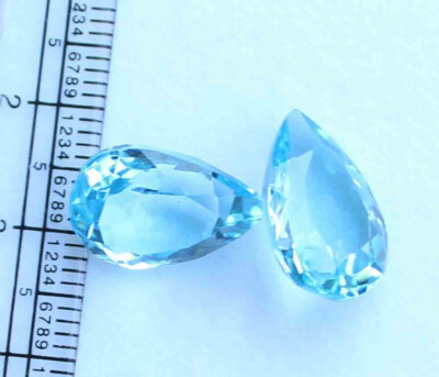 16.60 Ct Natural SKY Blue Topaz 11*15.5 mm Pear Cut Loose Gemstone Pair