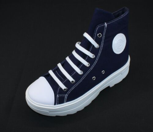HIGH-TOP PLATEAU LIFT MIT BLAUEN CANVAS SNEAKER SCHUHE SCHNÜRER NEU! - Bild 11 von 12