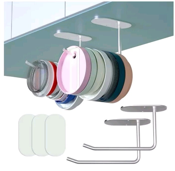 2PCS Tumbler Lid Organizer Space-Saving Design, Yeti/Stanley Lids, Self Adhesive
