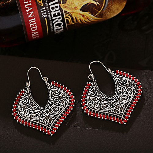 Mujeres Boho Patrón Retro Puño Ahuecado Elegante Gancho Pendientes Joyería Regalo - Imagen 132 de 140