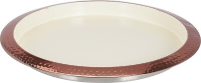 Groß 35cm Rund Gehämmert Kupfer & Creme Serviertablett Oberfläche Metall Tablett