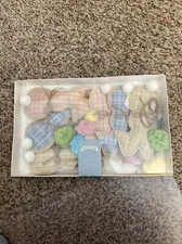 Bunny Boulevard Pastel Plaid Bunnies-Pom Poms Spring Easter "BUNNY" GARLAND 6"X6