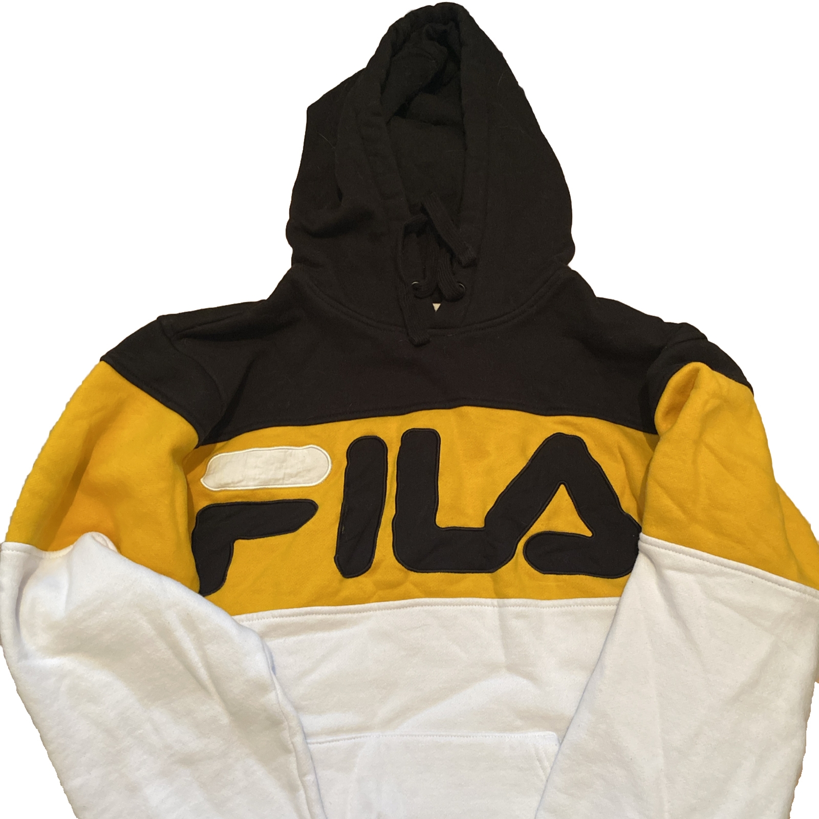 Felpa con cappuccio grafica da uomo FILA maglione giallo medio blocco cotone