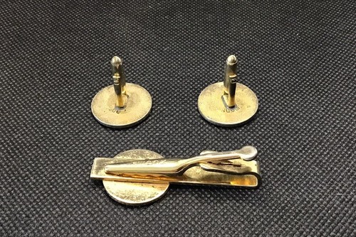 Vintage Cuff Links Tie Bar Set Trout Fly fishing SWANK Vintage Enamel - Picture 5 of 7