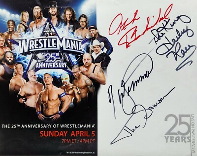 RARE WrestleMania 25 Anniversary Signed Poster 12x18 Photo Print WWE Autographed