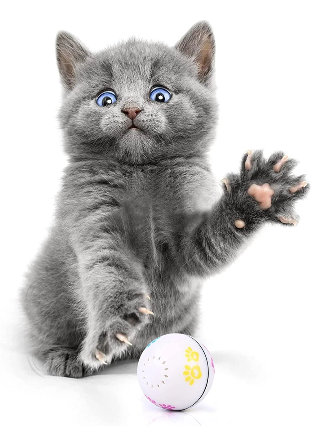 Interactive Cat Toy Smart Rolling Exercise Ball USB Rechargeable w/LED Light NIB