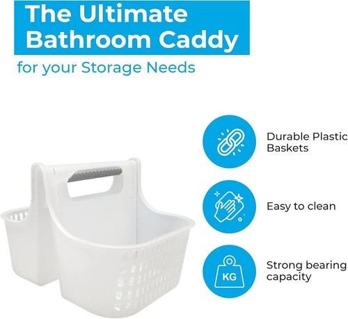 Blue Canyon Double Compartment Hanging Shower Caddy | No-Drill Plastic Bathroom - Picture 2 of 8