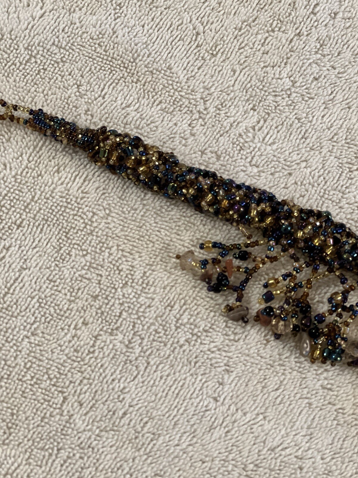 Designer Statement Necklace Multi Colored Seed Be… - image 11