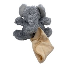 Stephan Baby Elephant Lovey Yellow Tummy attached Stomach Blanket Gray Plush